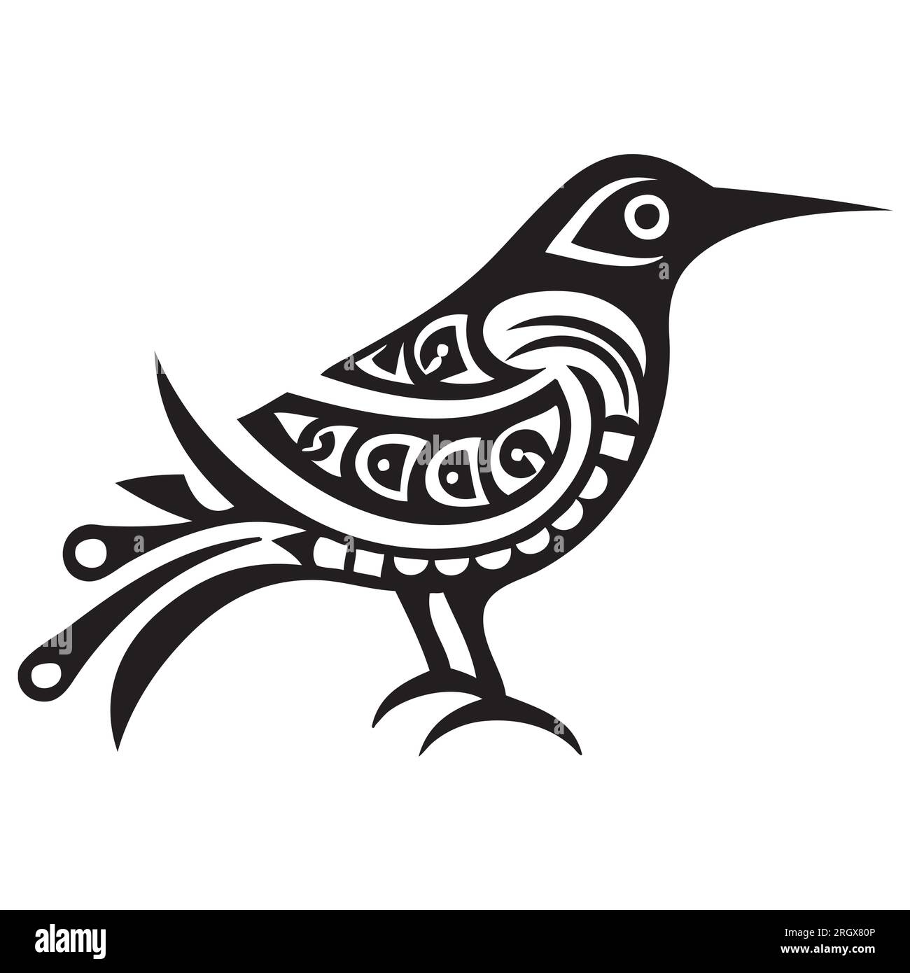 Tribal Bird Silhouette, Bird SVG, PDF, DXF, PNG, Bird Clipart, Bird Vector Logo, T-Shirt-Design, cricut, Digital, Vogel-Tattoo-Design, schick, einfach Stockfoto