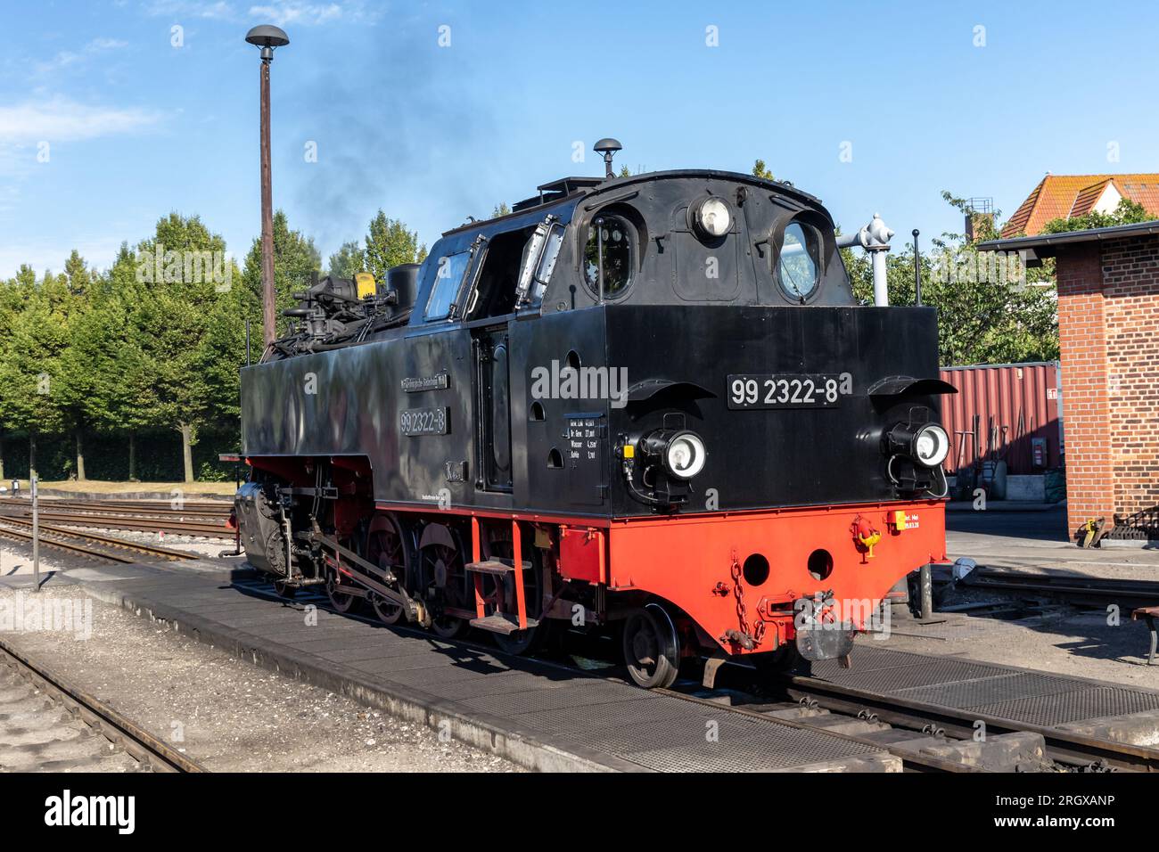 Historische Dampfeisenbahn in Mecklenburg Stockfoto