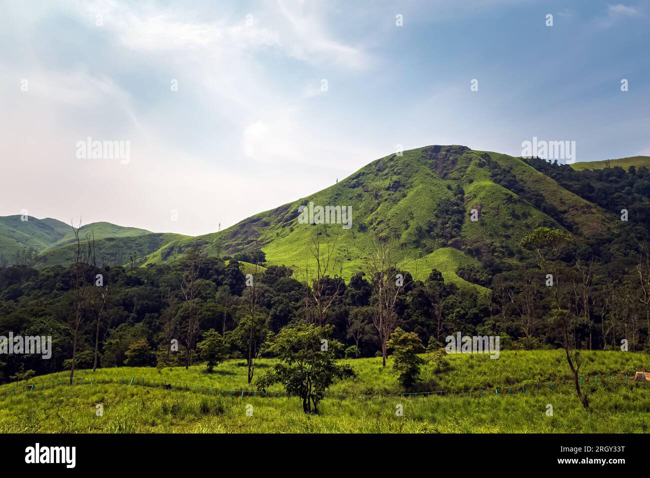 Fahrt zum Aussichtspunkt Parunthumpara Hill. Parunthumpara ist ein Dorf im indischen Bundesstaat Keralas Idukki-Bezirk. Stockfoto