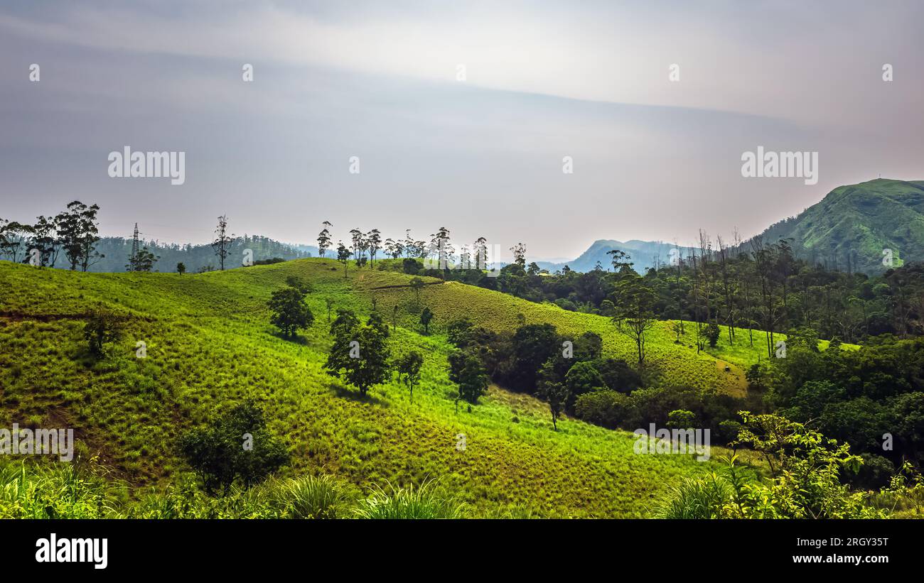Fahrt zum Aussichtspunkt Parunthumpara Hill. Parunthumpara ist ein Dorf im indischen Bundesstaat Keralas Idukki-Bezirk. Stockfoto
