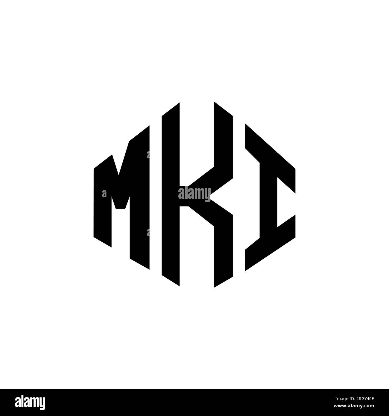 MKI-Logo in Polygonform. MKI-Polygon- und würfelförmiges Logo. MKI sechseckige Vektor-Logo-Vorlage in Weiß und Schwarz. MKI Monogr Stock Vektor