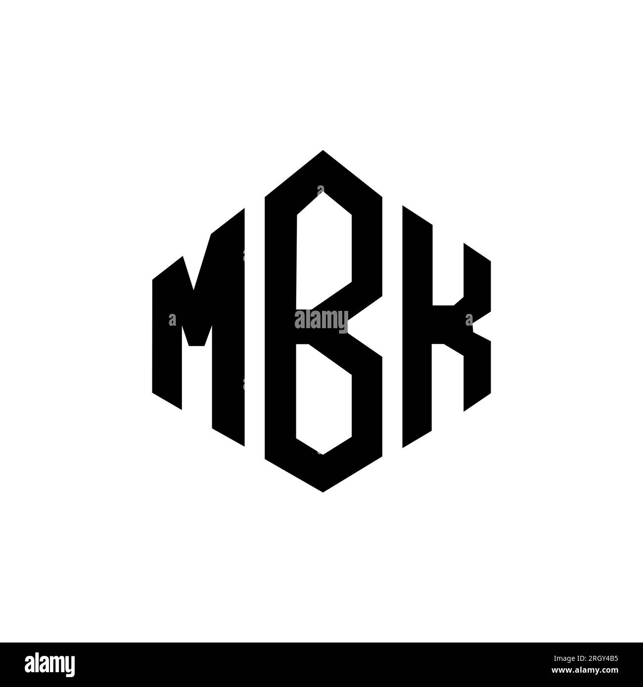 MBK-Logo in Polygonform. MBK-Polygon- und würfelförmiges Logo. MBK sechseckige Vektor-Logo-Vorlage in Weiß und Schwarz. MBK monogr Stock Vektor