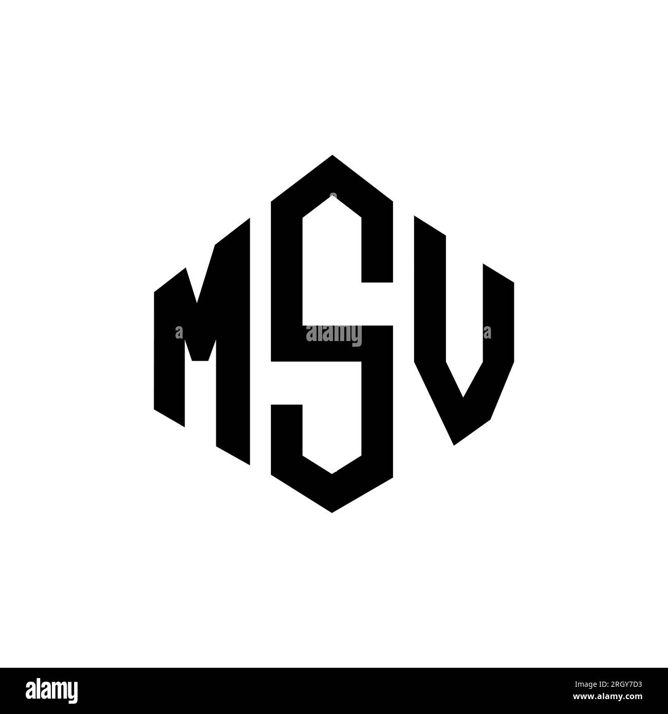 Logo mit MSV-Buchstaben und Polygonform. MSV-Polygon- und würfelförmiges Logo. MSV sechseckige Vektor-Logo-Vorlage in Weiß und Schwarz. MSV monogr Stock Vektor