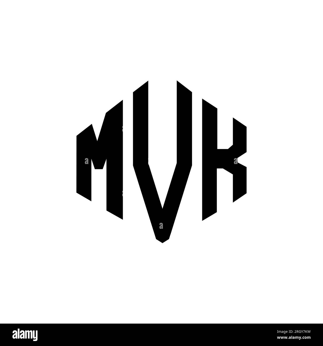 MVK-Logo in Polygonform. MVK-Polygon- und würfelförmiges Logo. MVK-sechseckige Vektor-Logo-Vorlage in Weiß und Schwarz. MVK monogr Stock Vektor