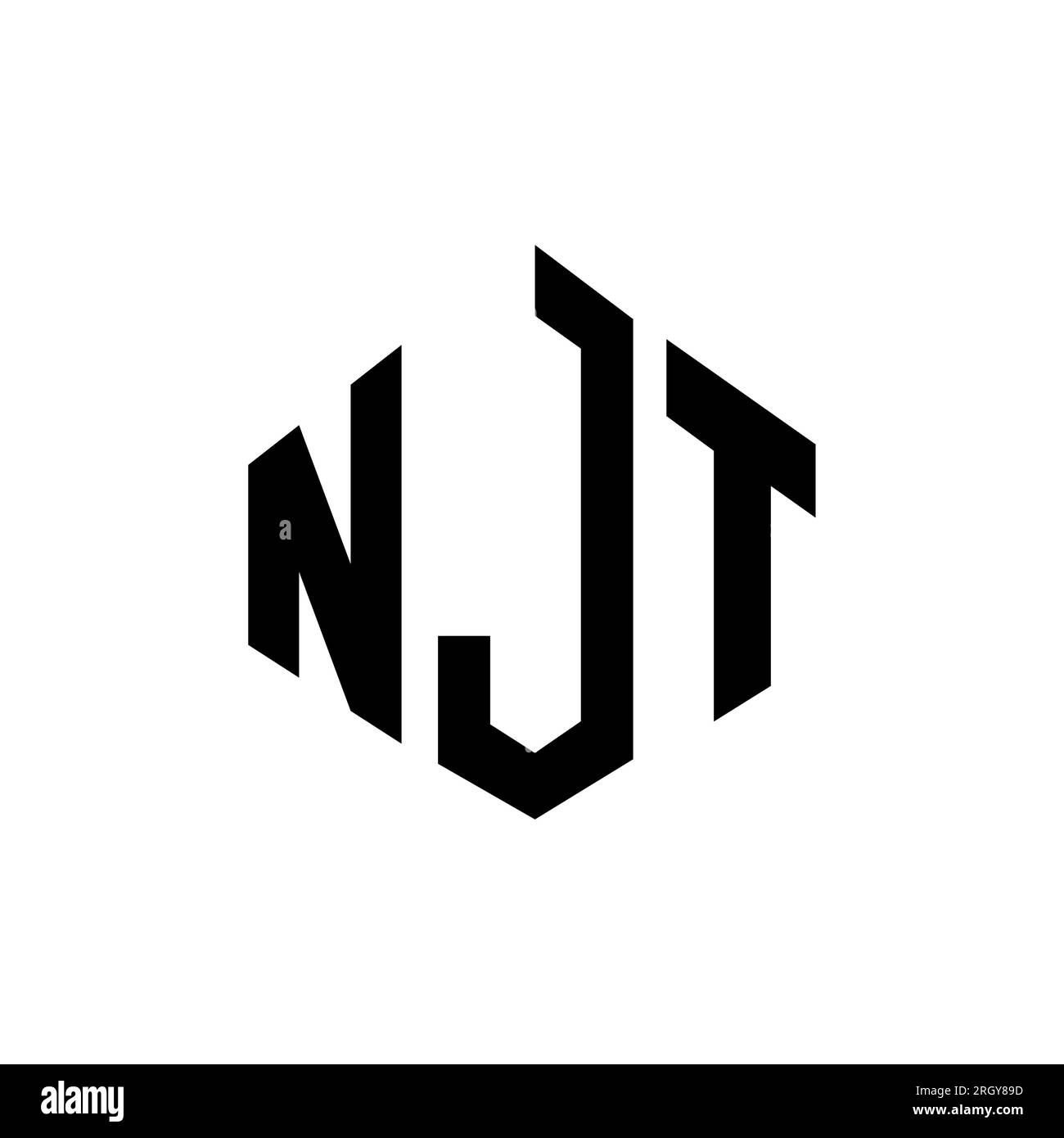 Logo mit NJT-Buchstaben und Polygonform. NJT-Polygon- und würfelförmiges Logo. Sechseckige NJT-Vektor-Logo-Vorlage in Weiß und Schwarz. NJT monogr Stock Vektor