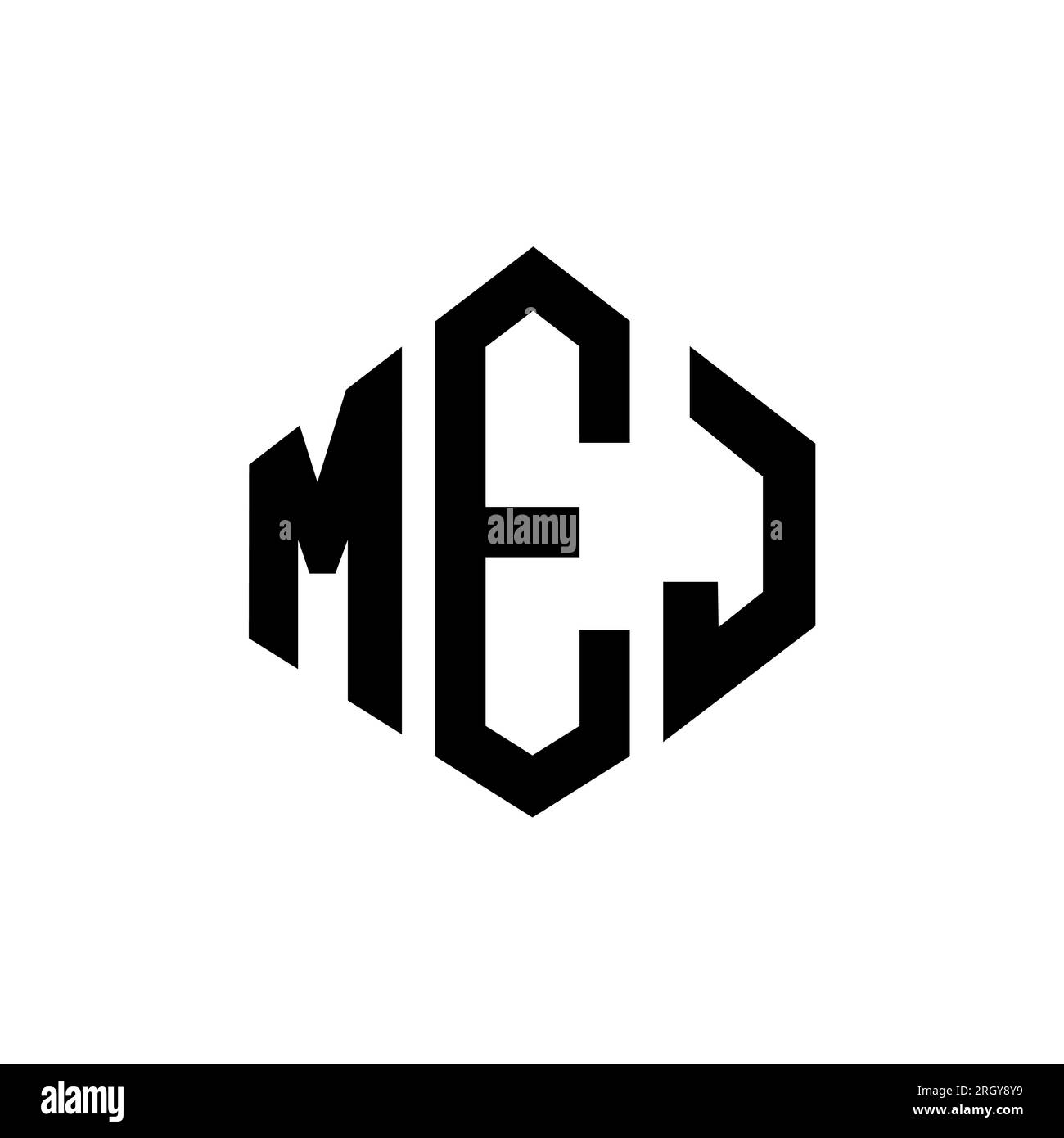 Logo mit MEJ-Buchstaben und Polygonform. MEJ-Polygon- und würfelförmiges Logo. MEJ sechseckige Vektor-Logo-Vorlage in Weiß und Schwarz. MEJ monogr Stock Vektor
