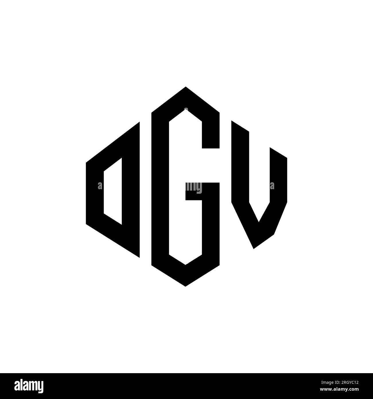 OGV-Logo in Polygonform. OGV-Polygon- und würfelförmiges Logo. OGV-sechseckige Vektor-Logo-Vorlage in Weiß und Schwarz. OGV Monogr Stock Vektor