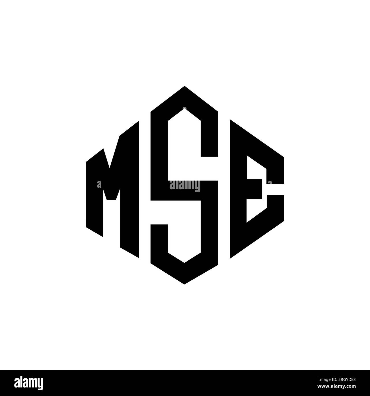 Logo mit MSE-Buchstaben und Polygonform. MSE-Polygon- und würfelförmiges Logo. MSE-sechseckige Vektorvorlage in Weiß und Schwarz. MSE monogr Stock Vektor