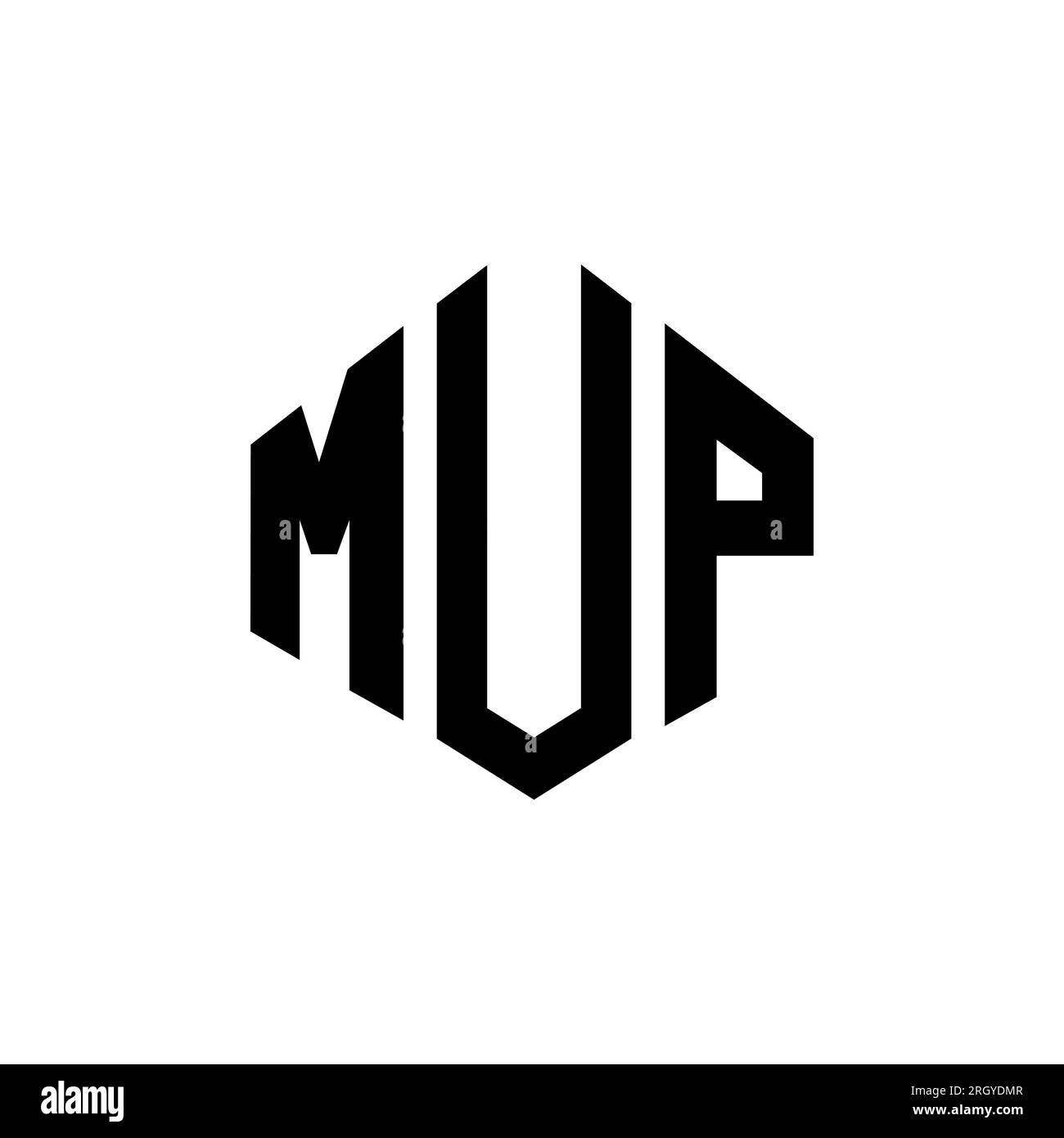 Logo mit MUP-Buchstaben und Polygonform. MUP-Logo in Polygon- und Würfelform. MUP sechseckige Vektor-Logo-Vorlage in Weiß und Schwarz. MUP Monogr Stock Vektor