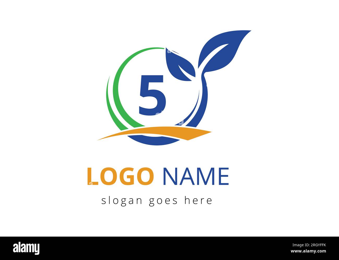 5 Landwirtschaftslogo. Logo für landwirtschaftliche Betriebe, das auf dem Alphabet für die Unternehmensidentität von Bäckereien, Brot, Kuchen und Heimindustrien basiert. Logo für Landwirtschaft und Landwirtschaft Stock Vektor