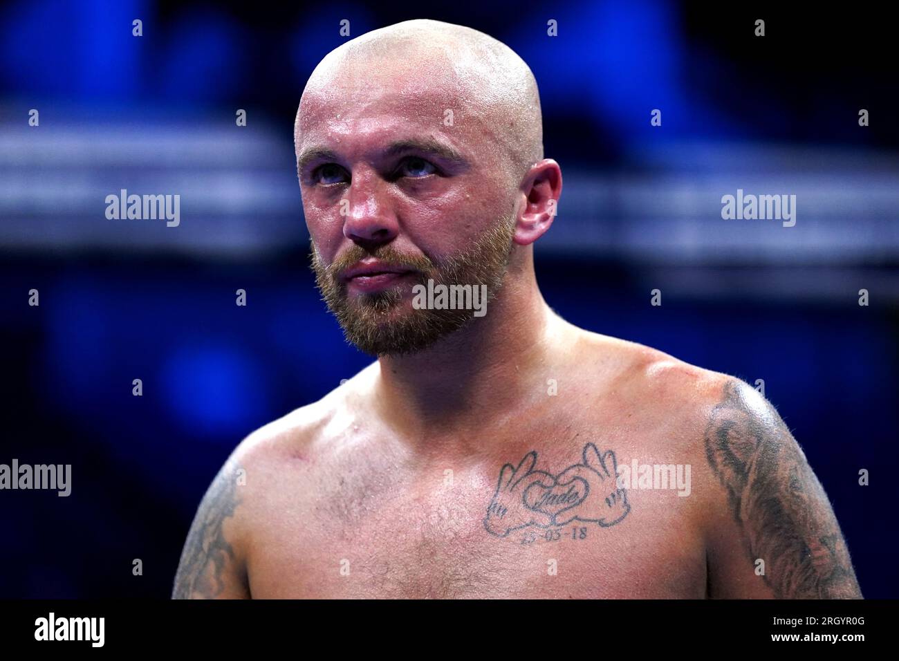 Louis Norman vor dem Kampf gegen Brandon Scott in der O2 Arena, London. Foto: Samstag, 12. August 2023. Stockfoto