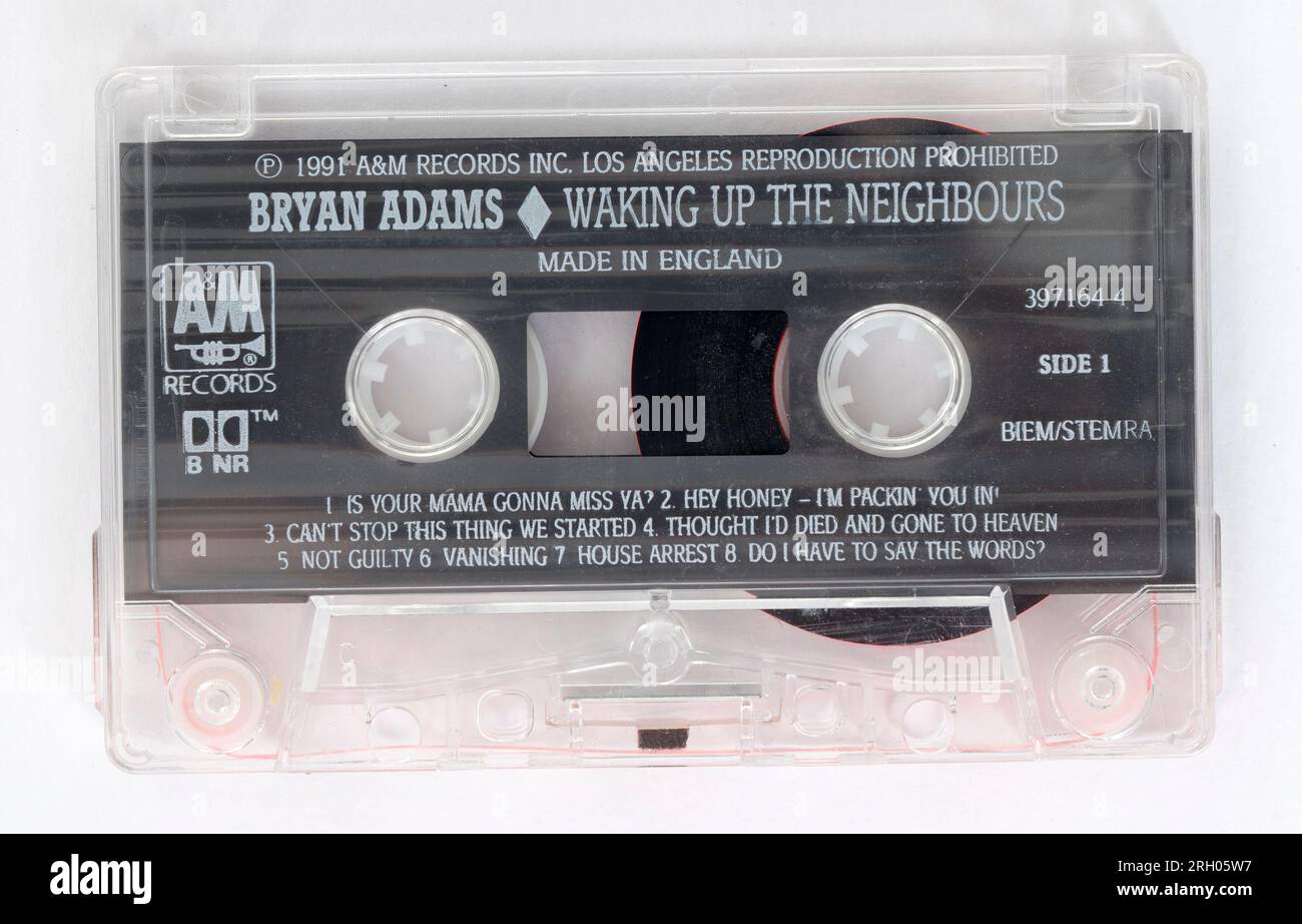 Bryan Adams – Wakking Up The Neighbours Audio Music Cassette (Weckkassette Für Die Nachbarn) Stockfoto