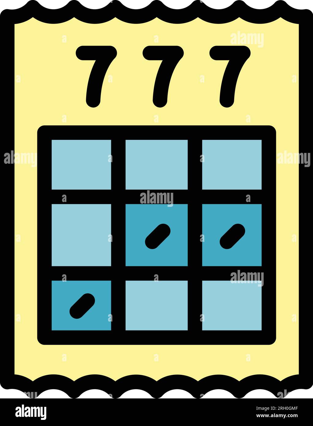 Vektor des Bingo-Ticket-Symbols. Boxpreis. Online-Bonusfarbe flach Stock Vektor