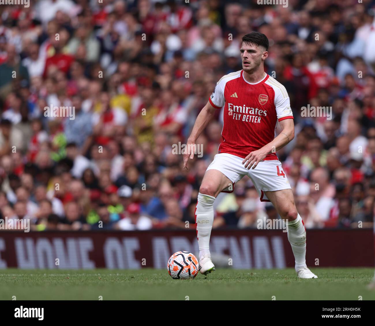 London, Großbritannien. 12. Aug. 2023. Declan Rice (A) beim EPL-Spiel Arsenal gegen Nottingham Forest im Emirates Stadium, London, Großbritannien, am 12. August 2023. Kredit: Paul Marriott/Alamy Live News Stockfoto