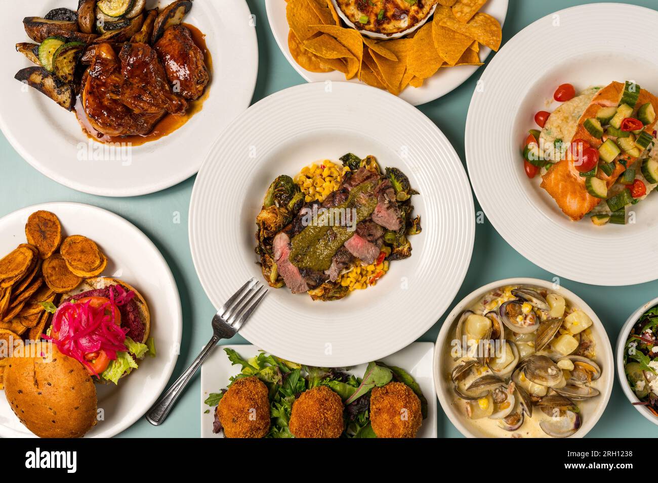 Gastro Pub Flat Lay Komposition Stockfoto