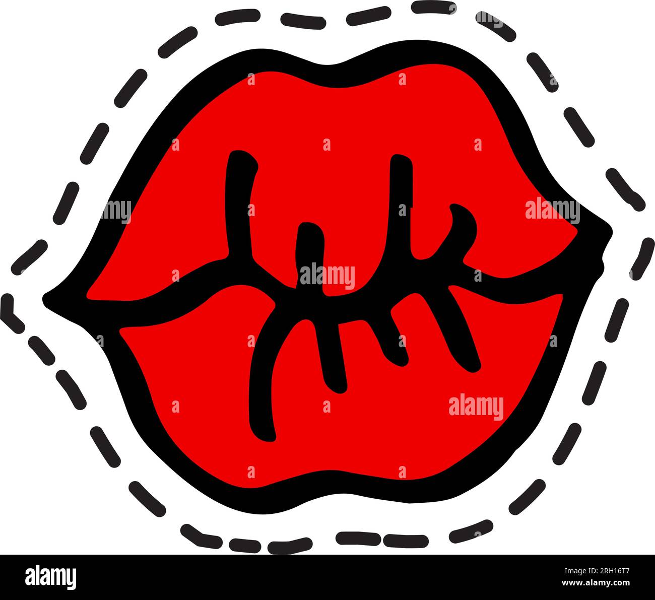 Küssen von roten Lippen, Ausdruck von Liebe und Gefühlen Stock Vektor