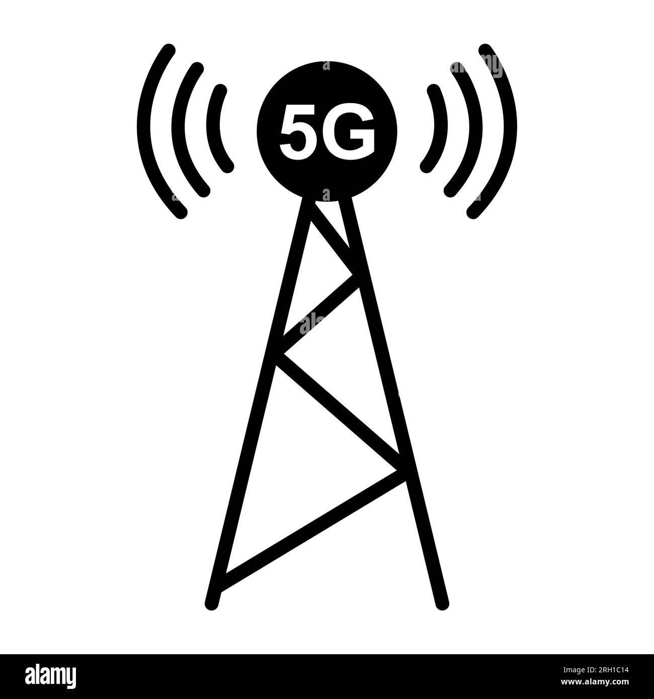 Signalturm-Symbol, Wireless-Technologie-Netzwerkschild, Vektordarstellung des Antennenwellenfunks. Stock Vektor