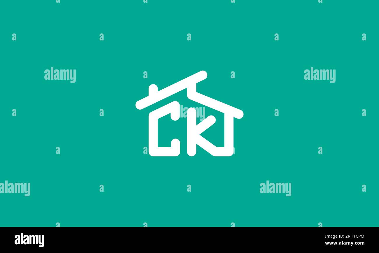 Design mit CK House Logo. Einfacher und moderner Buchstabe CK mit Haussymbol. Stock Vektor