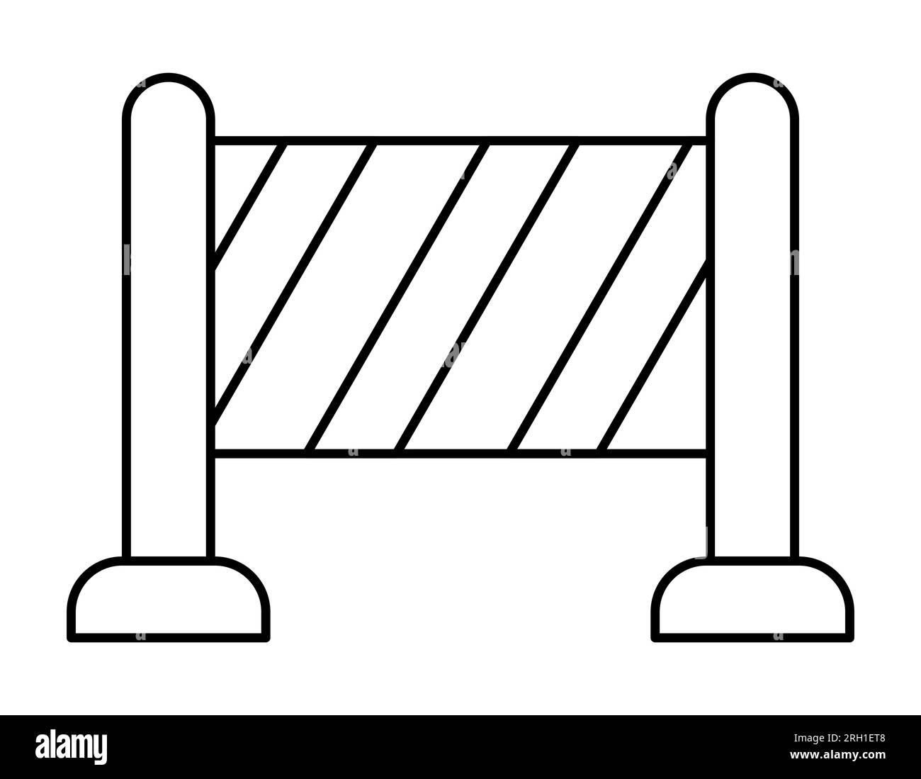 Vector schwarz-weiß Baustellenpassage Verbotsschild. Stripy-Line-Barriere. Symbol für Straßenarbeiten oder Farbseite. Stoppschild isoliert auf w Stock Vektor