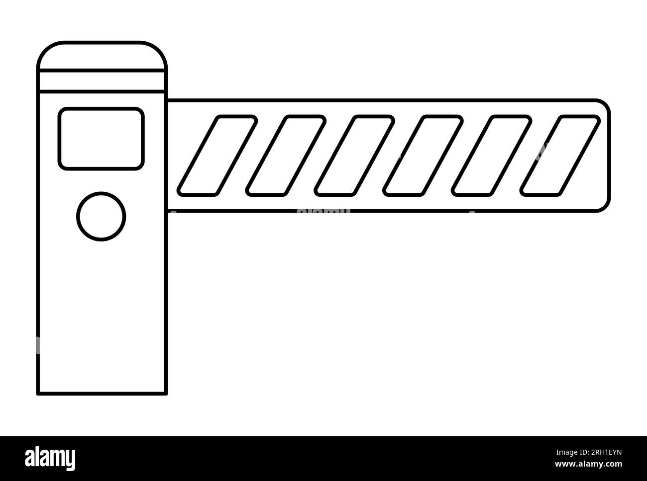 Vector schwarz-weiße Eisenbahn- oder Bauwerkbarriere. Symbol für Bahnsteig. Stoppschild oder Farbseite für Bahn- oder Parkzone isoliert auf Stock Vektor