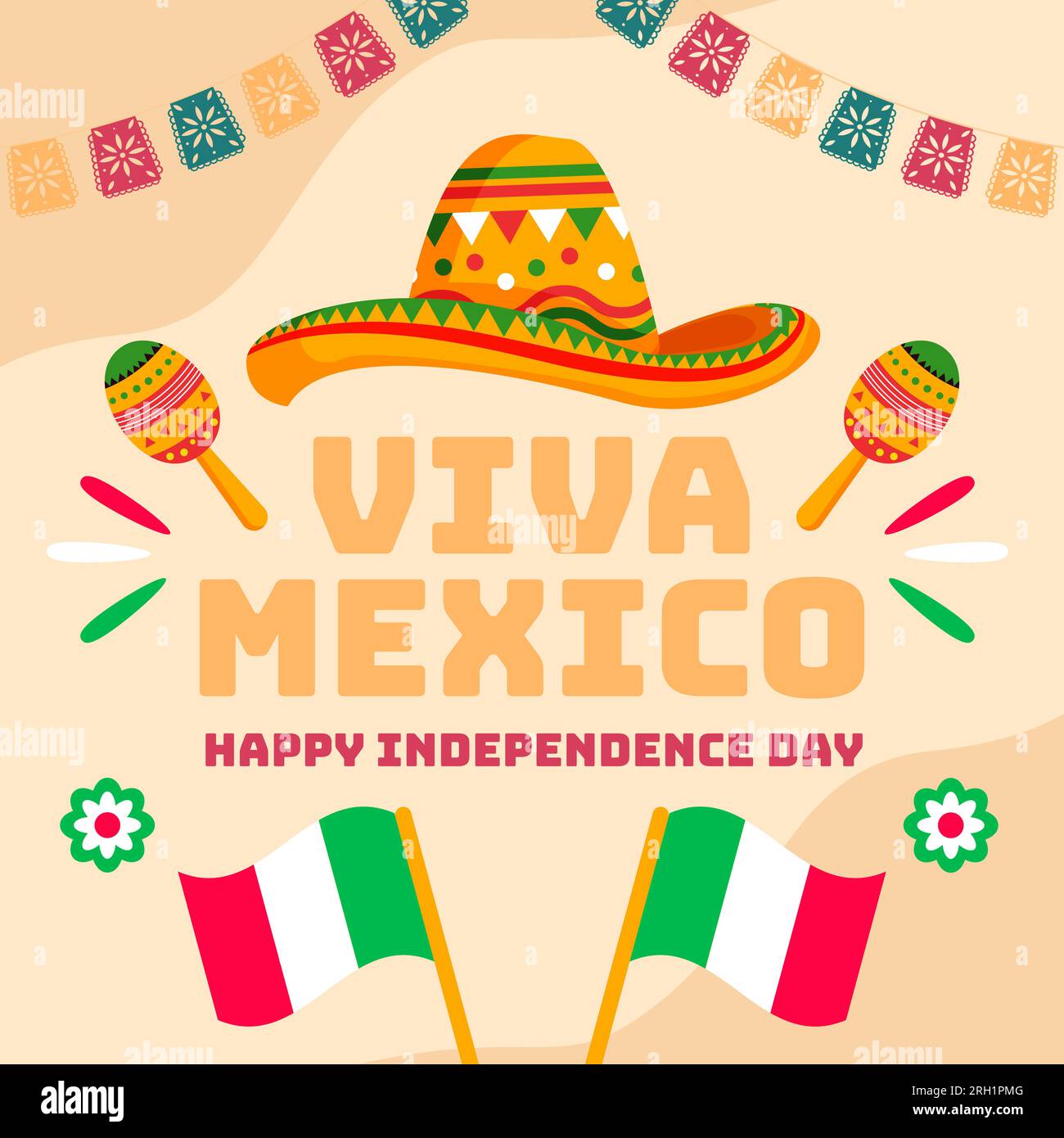 vector Flat Design Independence Mexico Day, Konzeptdarstellung Stock Vektor