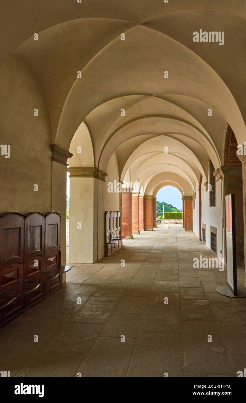 Außenbögen der Medici-Villa in Poggio a Caiano, Italien Stockfoto