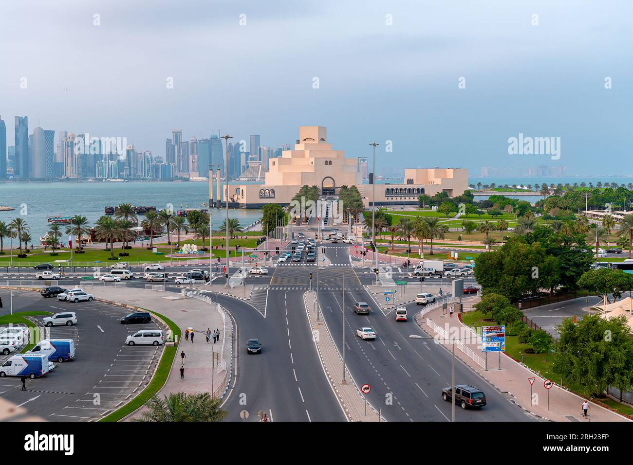 Das Museum für islamische Kunst Doha-Katar aus der Vogelperspektive Stockfoto