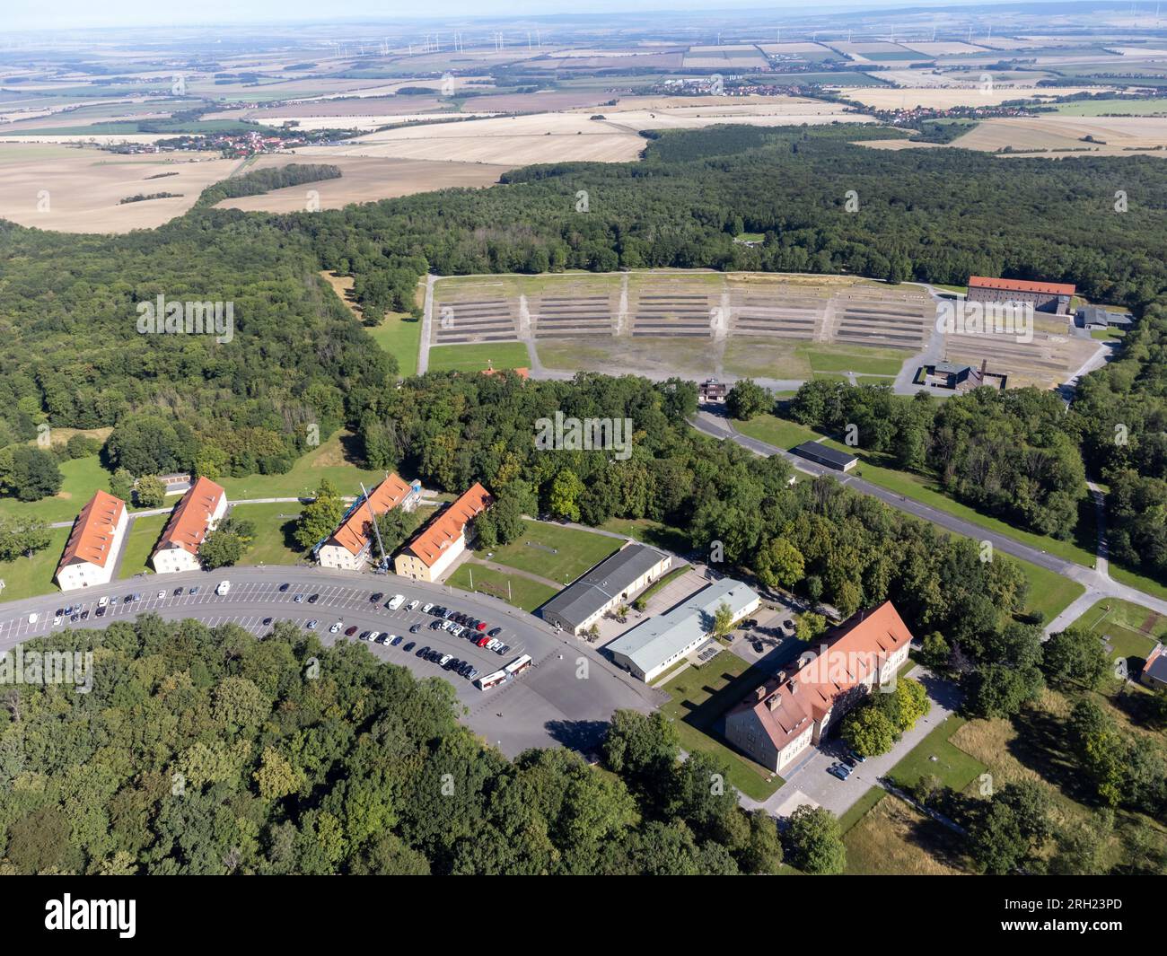 Drohnenaufzeichnung des ehemaligen KZ Buchenwald bei Weimar Stockfoto