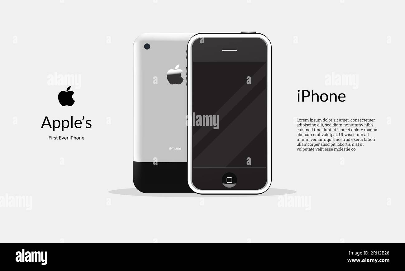 Das erste iPhone-1-Banner von Apple auf der Vorder- und Rückseite, nur für redaktionelle Zwecke Stock Vektor