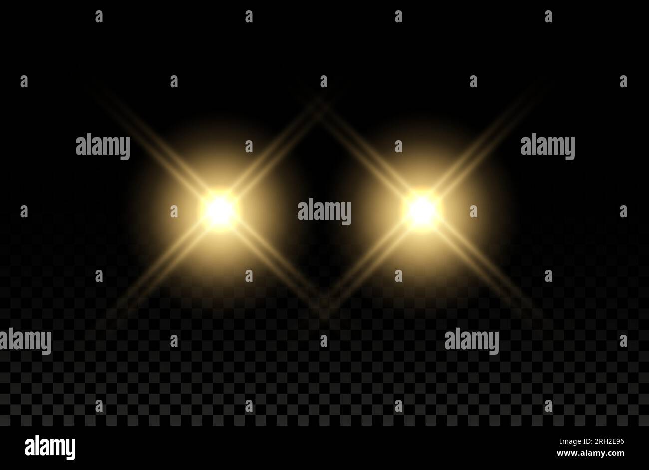 Auto Licht Effekt. Scheinwerferlicht mit Abblendlicht Vektor-Runde Zug gelb  blinken. Automatisch realistischer Glanz Stock-Vektorgrafik - Alamy