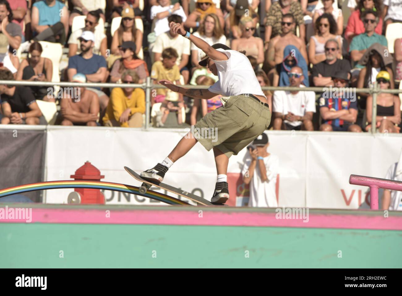 Vigo, Spanien. august 12. 2023. O Mariquino Bild der halbfinalen Skateboarderinnen. Kredit: XAN Gasalla/alamy Live News Stockfoto