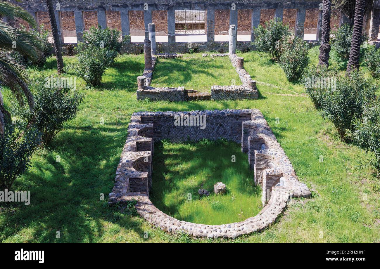 Ausgrabungsstätte Pompeji, Kampanien, Italien. Die Gärten der Villa di Diomede, die Villa von Diomedes. Pompeji, Herculaneum und Torre Annunziata ar Stockfoto