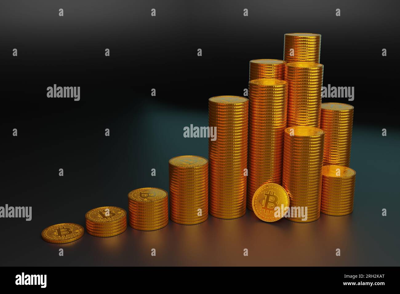 Bitcoin-Münzen aus Gold Stockfoto