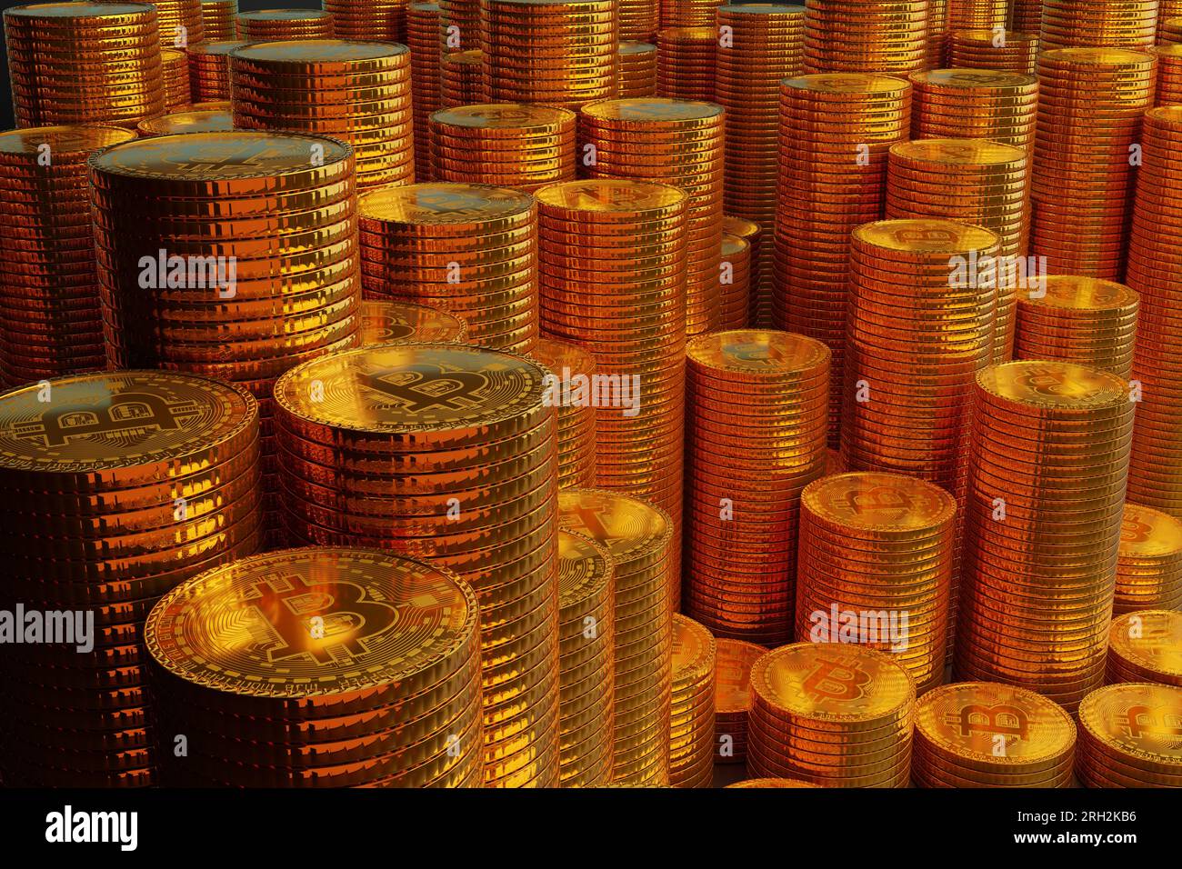 Bitcoin-Münzen aus Gold Stockfoto