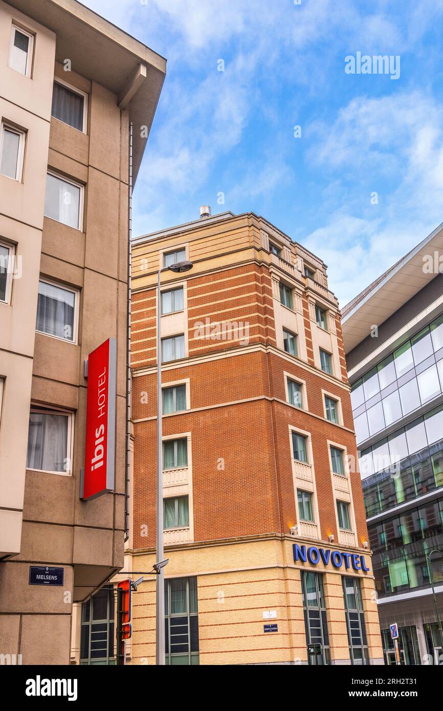 IBIS und Novotel Hotels im Stadtzentrum – Brüssel, Belgien. Stockfoto