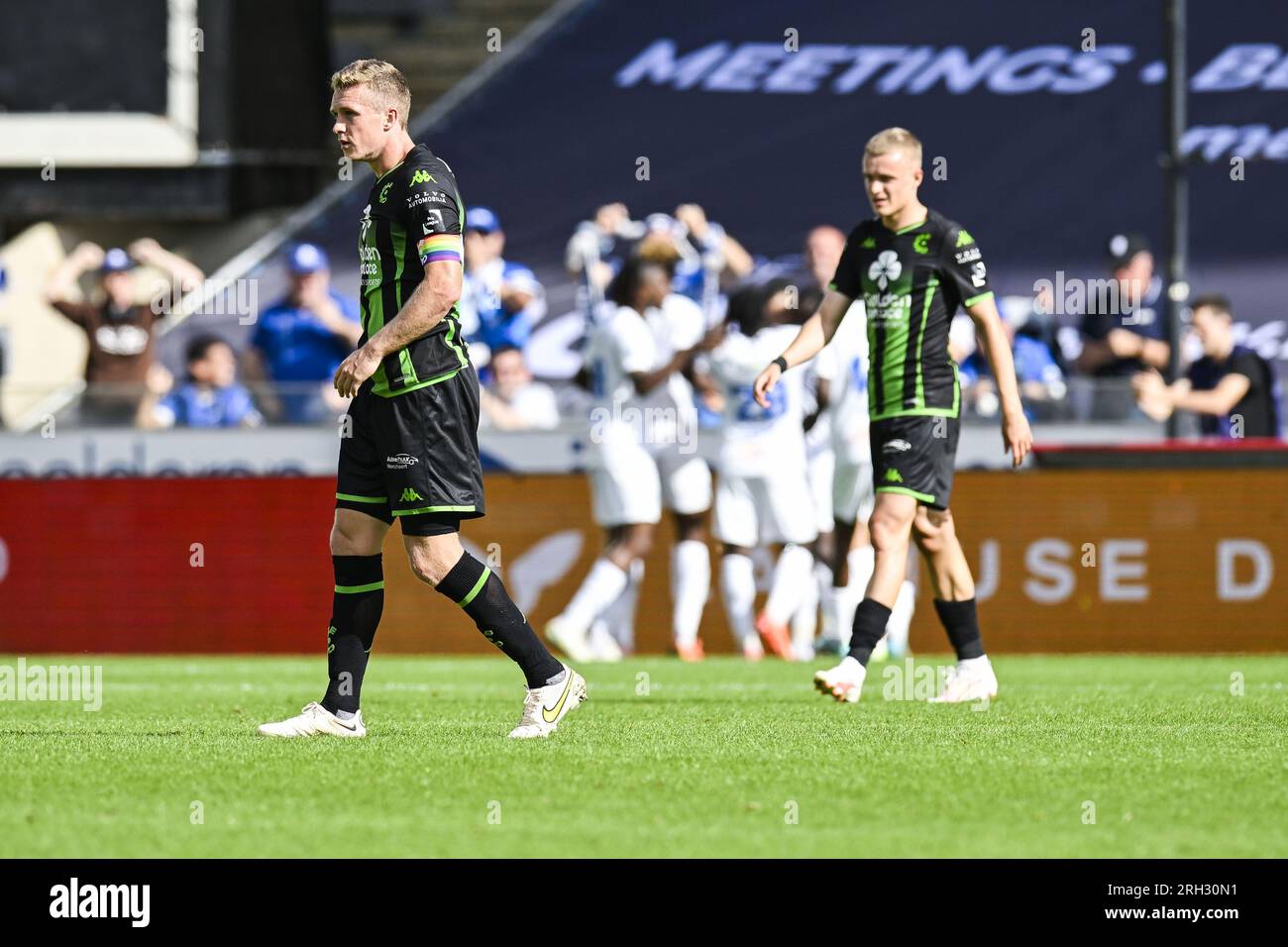 Brügge, Belgien. 13. Aug. 2023. Cercle's Thibo Somers wirkt deprimiert während eines Fußballspiels zwischen Cercle Brügge und KRC Genk, das am Sonntag, den 13. August 2023 in Brügge, am 3/30. Tag der ersten Division der belgischen Meisterschaft „Jupiler Pro League“ 2023-2024 stattfand. BELGA FOTO TOM GOYVAERTS Kredit: Belga News Agency/Alamy Live News Stockfoto