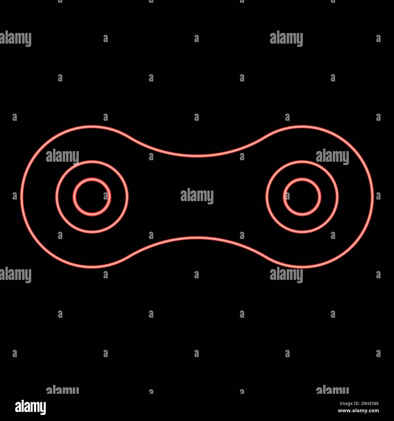 Neon Fahrradkette Kettenglied Rollrad Reparatur Ersatzteil Motorrad rot Vektordarstellung Bild flache Leuchte Stock Vektor