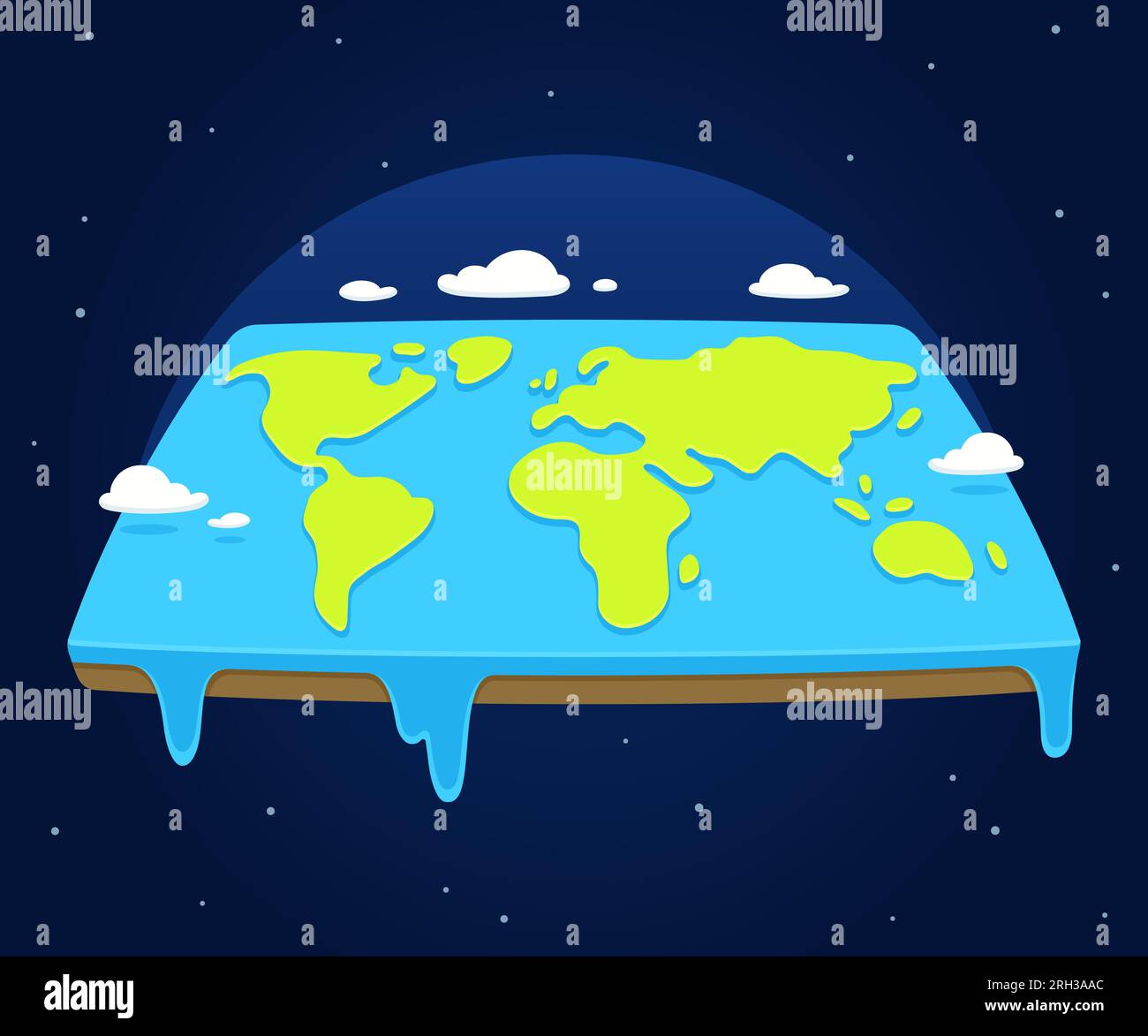 Cartoon flache Erde im Weltraum, quadratische Form. Hübsche, einfache Vektor-Clip-Art-Illustration. Stock Vektor