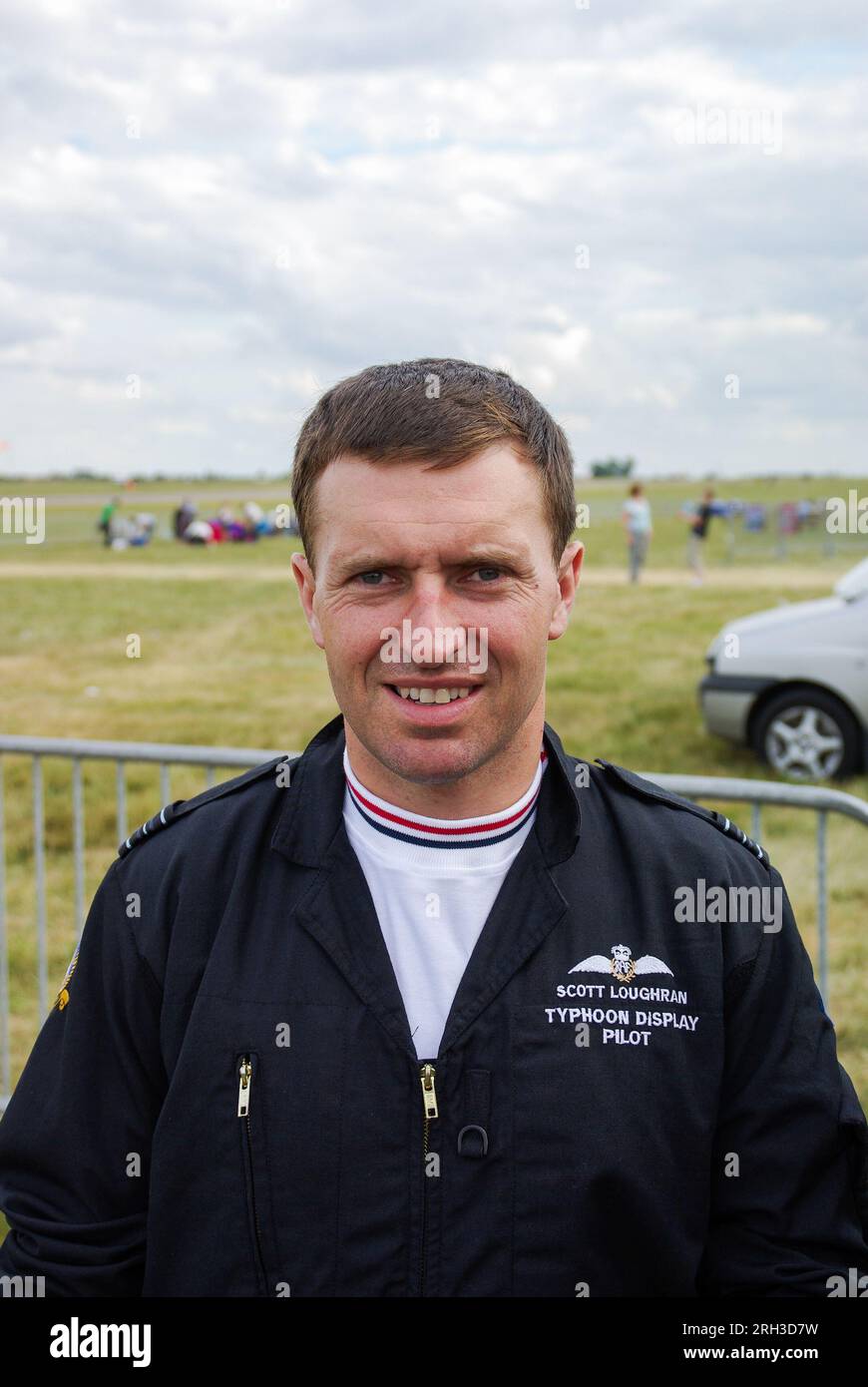 Pilot Sqn LDR Scott Loughran, RAF Typhoon Display Pilot, jetzt Mitglied des 2Excel-Verwaltungsrats und Leiter des Scimitar Projektmanagements Stockfoto