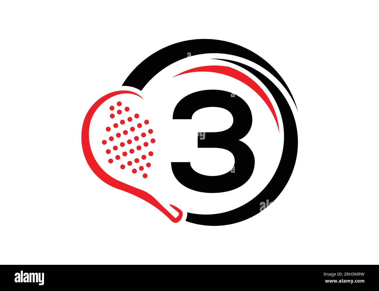 Vektorvorlage Für Das Design Des „Letter 3 Padel Racket“-Logos. Beach Table Tennis Club Symbol. Geschäfts- und Unternehmensidentität Stock Vektor