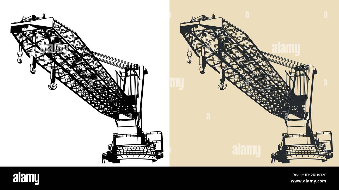 Stilisierte Vektordarstellungen eines grossen Drehkrans Stock Vektor