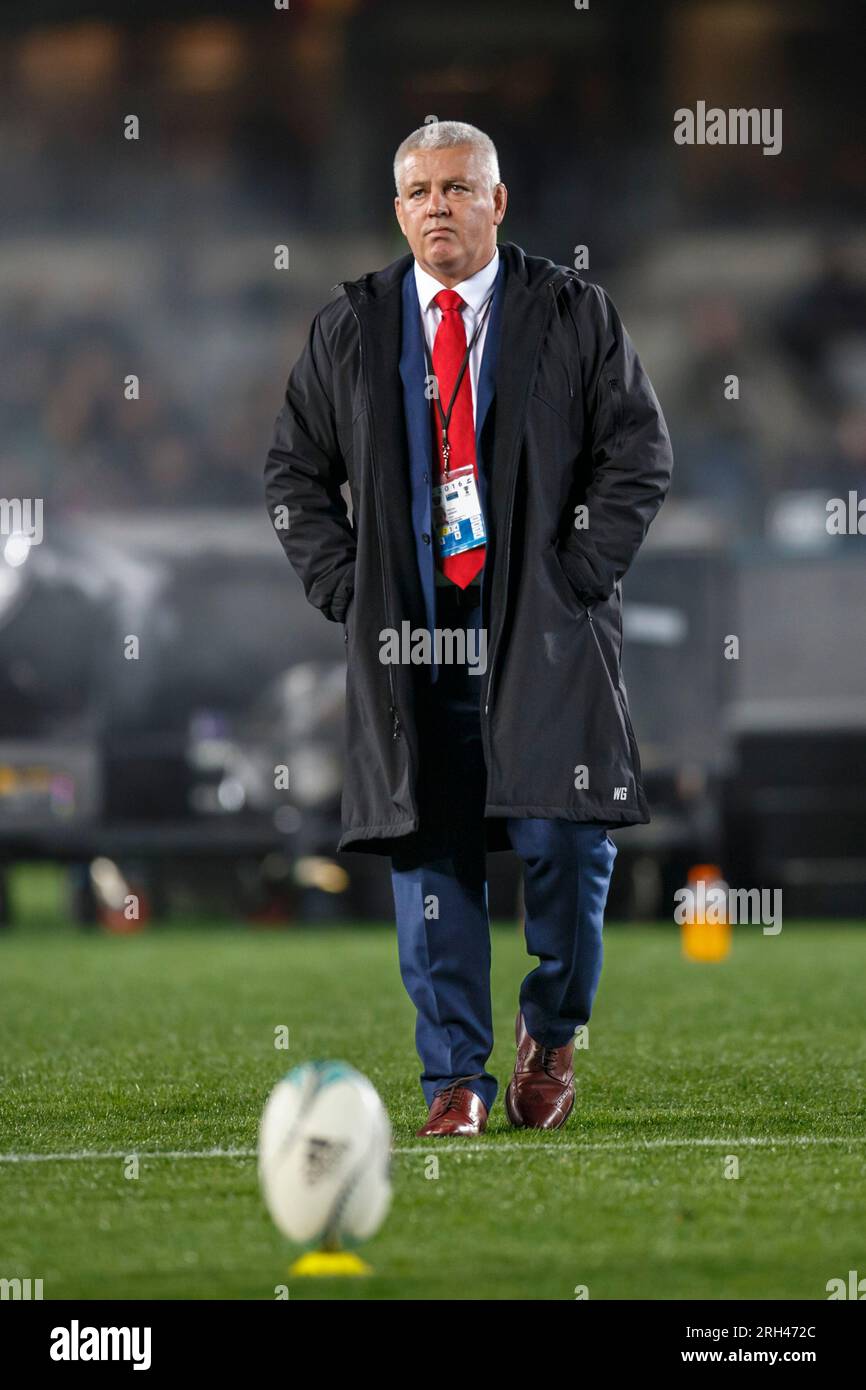 Wales Cheftrainer Warren Gatland während des internationalen Testspiels zwischen Neuseeland und Wales im Eden Park in Auckland, Neuseeland, Samstag, 11. Juni 2016. Stockfoto