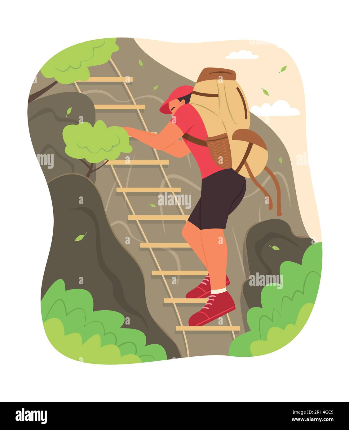 Man klettert auf einer Felsberg-Konzeptillustration Stock Vektor