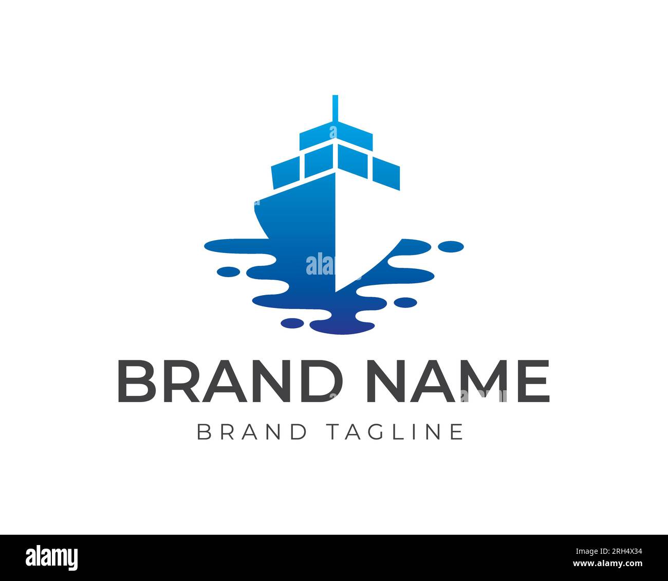 Kreuzfahrtschiff-Logo. Logo aus einfachem Kreuzfahrtschiff mit Schatteneffekt, Vorlage für Kreuzfahrtschiff-Logo Stock Vektor