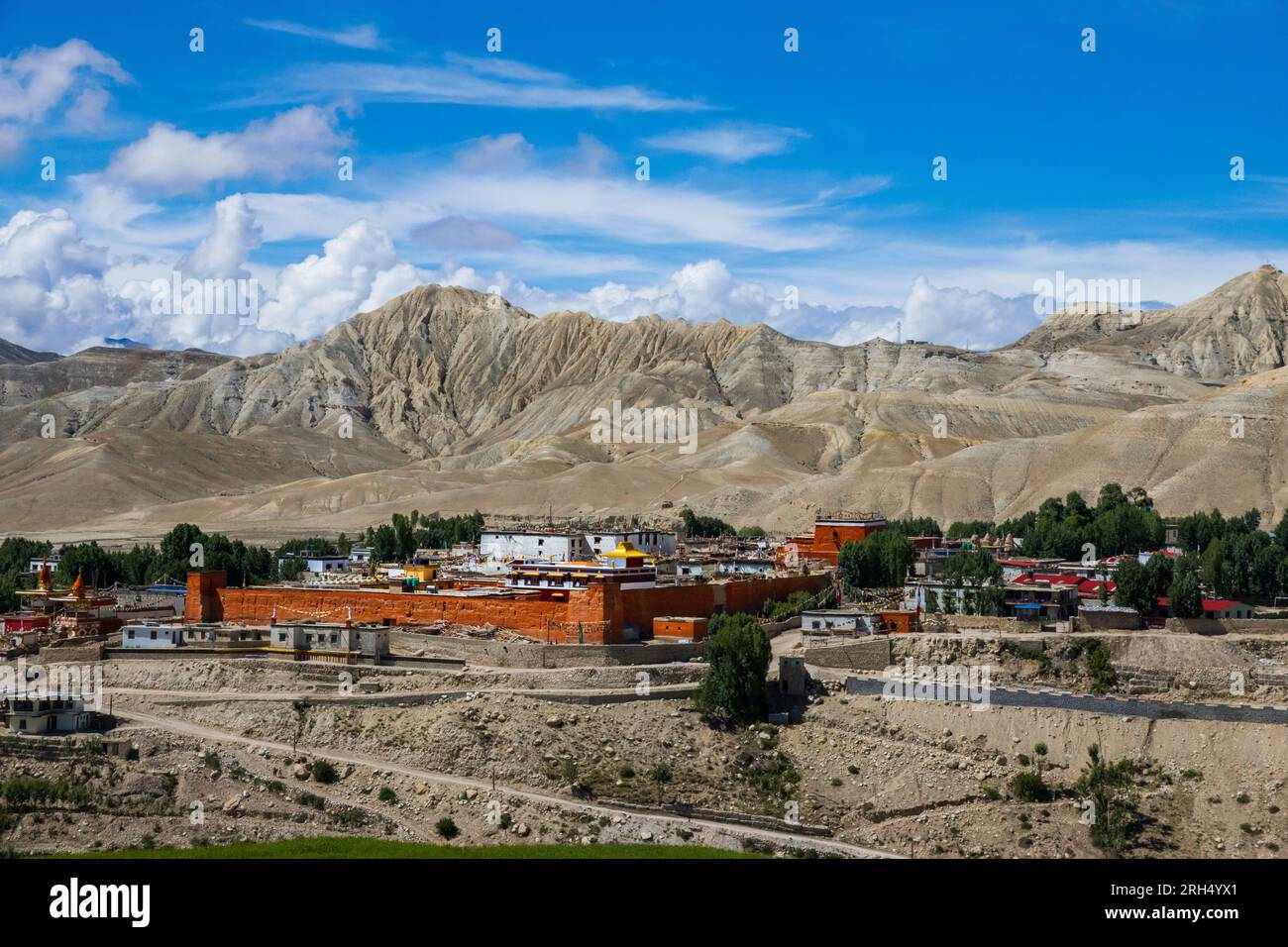 Das verbotene Königreich Lo Manthang mit Kloster, Palast und Dorf in Obermustang von Nepal. Stockfoto