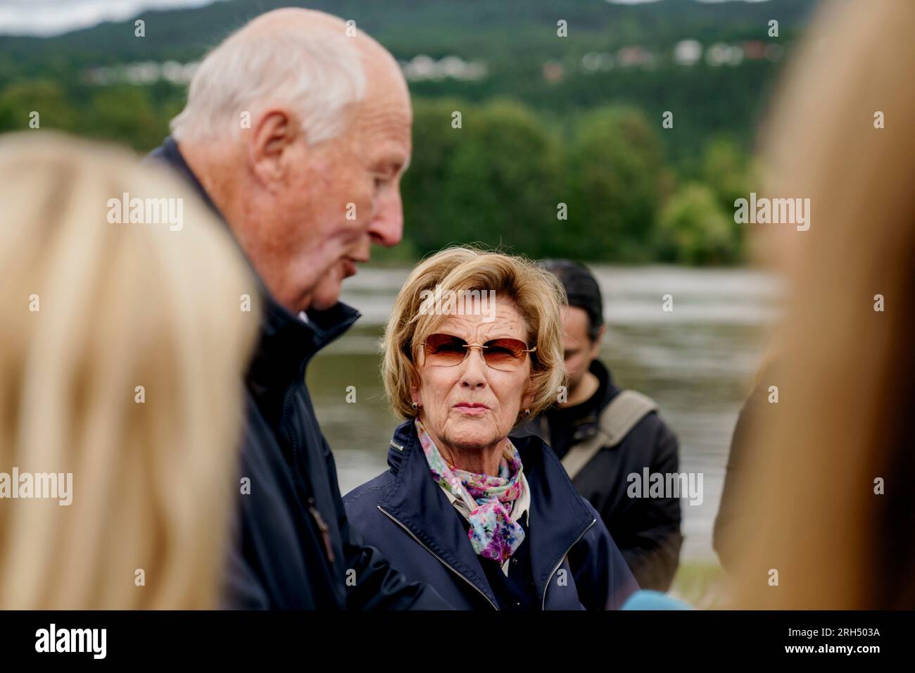Mjøndalen 20230811. König Harald und Königin Sonja besuchen Mjoendalen