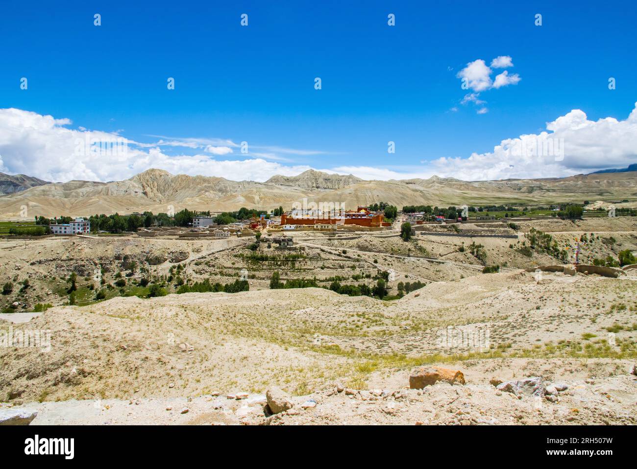 Das verbotene Königreich Lo Manthang mit Kloster, Palast und Dorf in Obermustang von Nepal. Stockfoto