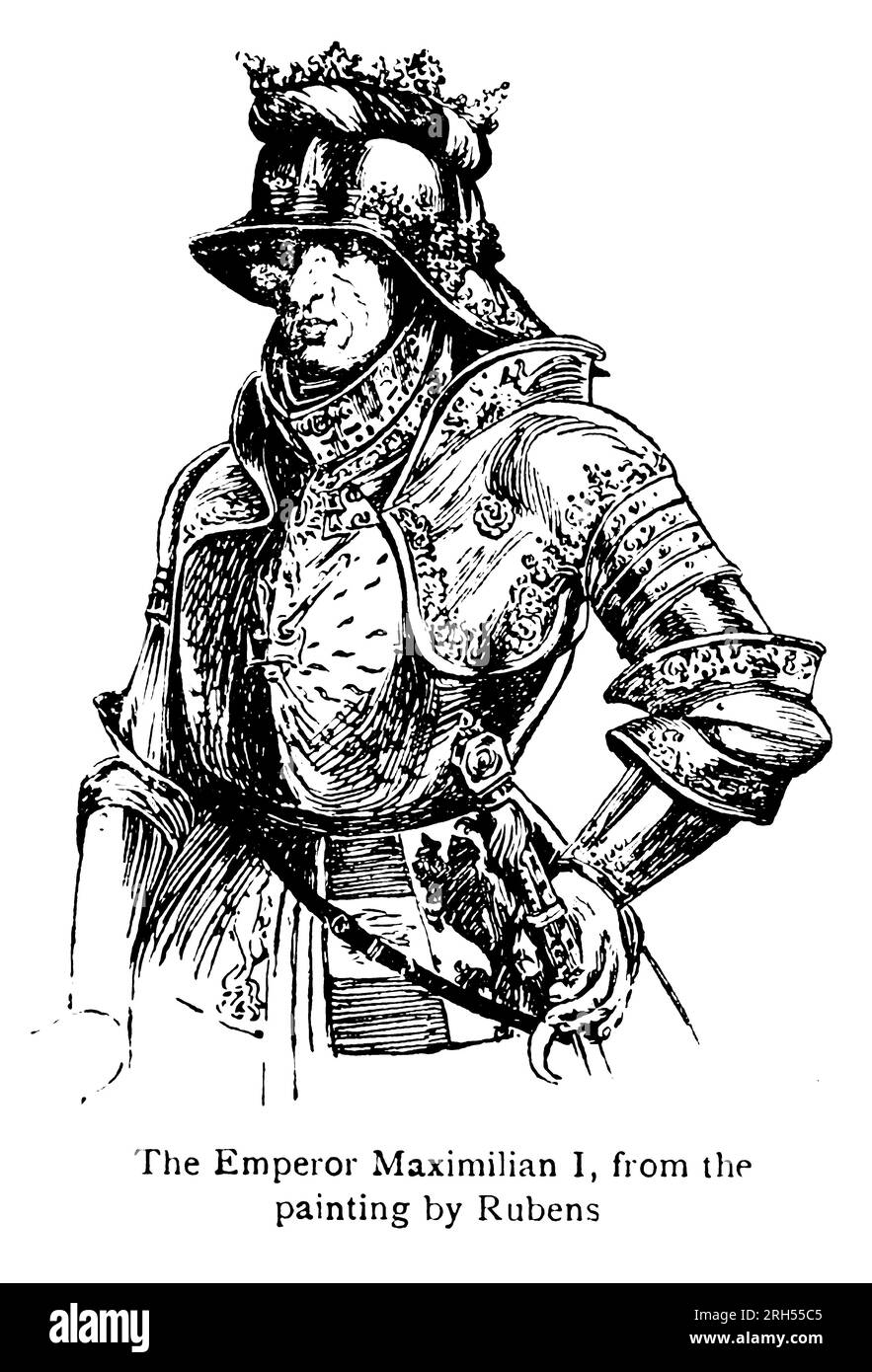 Kaiser Maximilian I., aus dem Gemälde von Rubens aus dem Buch " Deutschland " John Finnemore (1863-1915), war britischer Lehrer und Schriftsteller von fiktiven Romanen und Geschichte und Geografie-Texten von Ländern - die meisten sind für jüngere Leser. Finnemore hat Geschichten in beliebten Jungenzeitschriften seiner Zeit erzählt, wie z. B. The Boy's Own Paper und Boys' Realm, aber man erinnert sich am besten an seine Bücher über Teddy Lester und seine Freunde in Slapton, einer fiktiven englischen öffentlichen Schule. Die Geschichten sind stark sportlich ausgerichtet, und Lester ist in Rugby, Cricket und anderen Spielen hervorragend. Er hat auch ein paar A geschrieben Stockfoto
