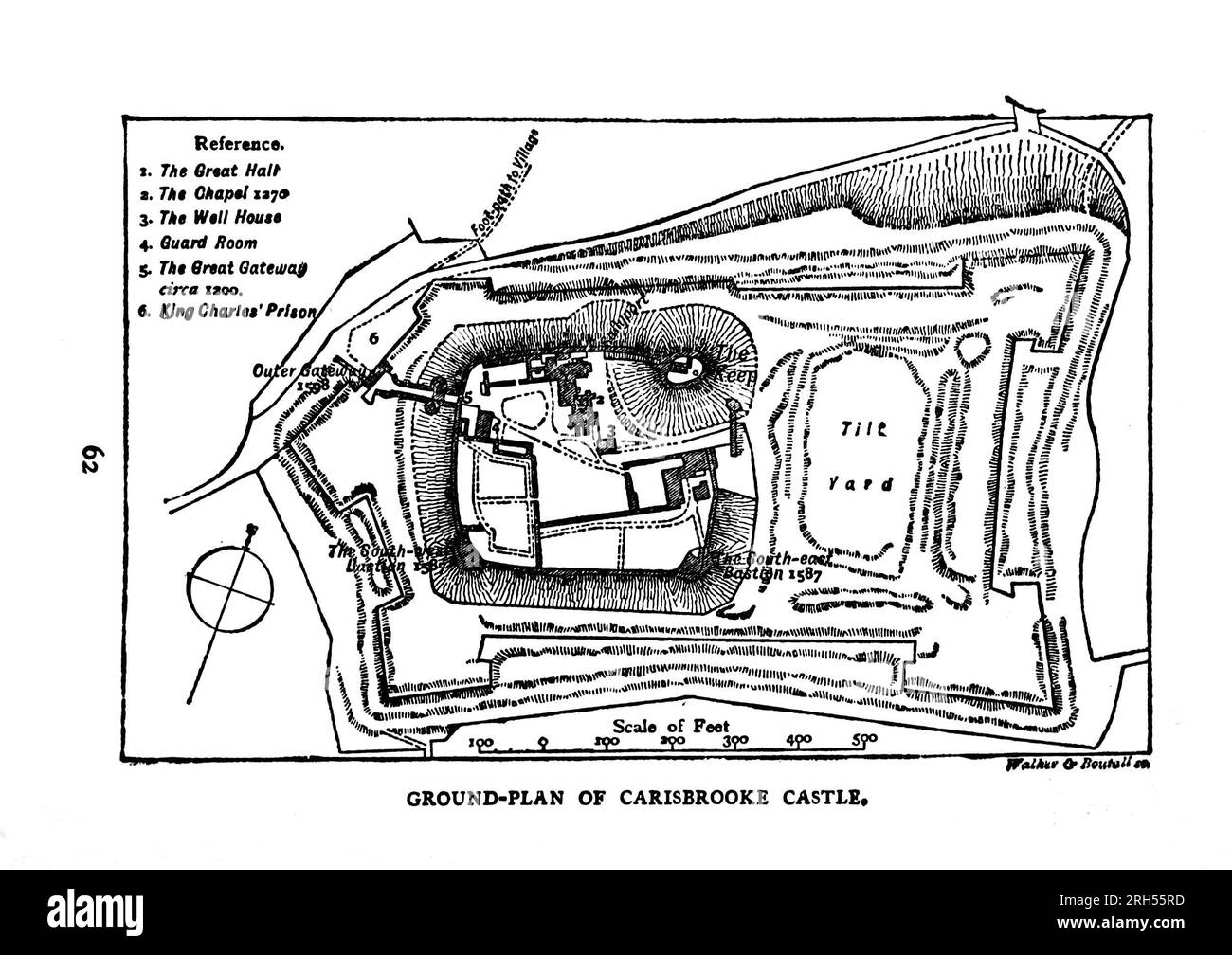 Plan von Carisbrooke Castle aus dem Buch " The Isle of Wight ", Teil der schönen britischen Serie von Geraldine Edith Mitton, veröffentlicht in London von Adam und Charles Black 1911 Stockfoto