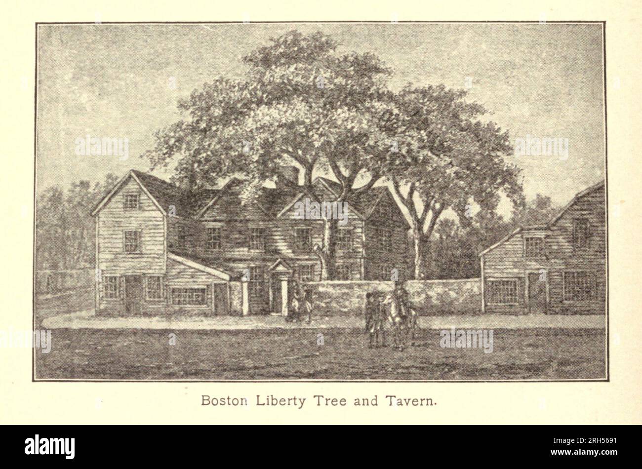 Boston Liberty Tree und Tavern. Aus dem Buch "Stage-Coach and Tavern Days" von Earle, Alice Morse, 1851-1911 The Macmillan Company 1901 Stockfoto